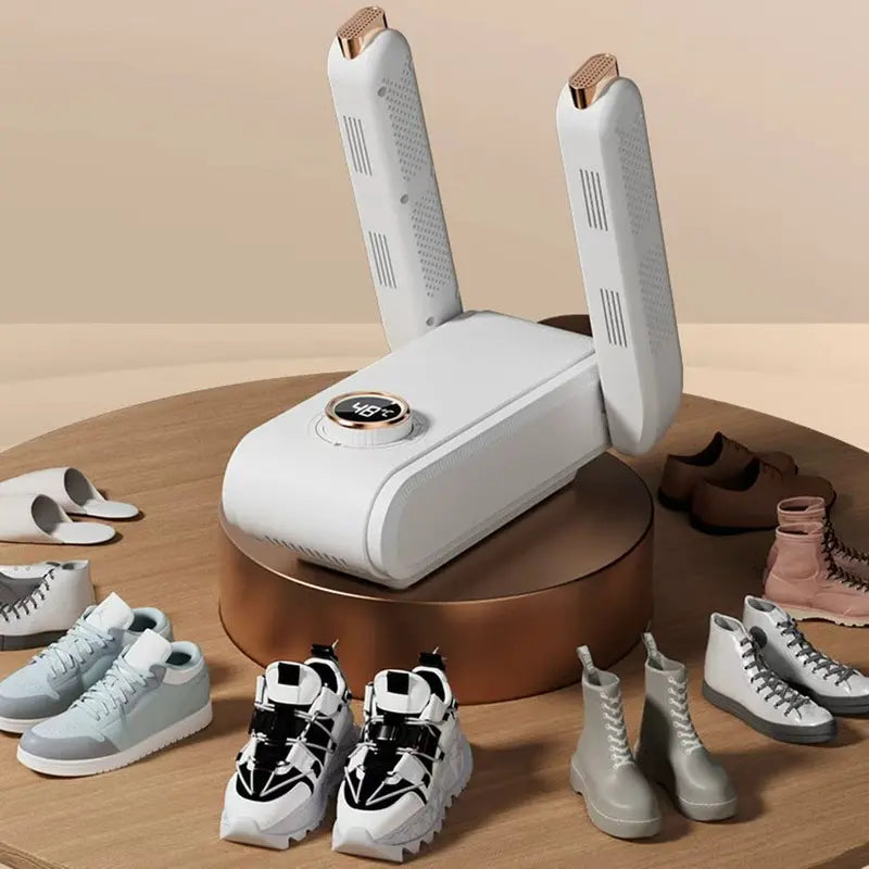 PQRQP Household Shoe Dryer, Boot and Glove Dryer with 360° Hot Air Circulation, 3-Temp Smart Panel Display, Upgraded Control, Auto Shut-Off Timer, Folding Arms, Automatic Drying Mode, Portable Fast Drying Machine