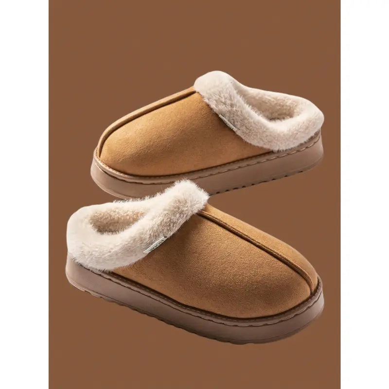 Women'S Bootie Fluffy Khaki Slippers Warm Cozy Slipper Boots