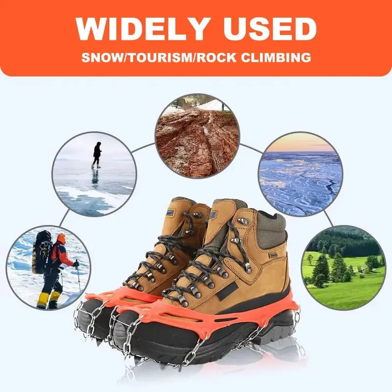 Ice Cleats for Shoes and Boots, Lightweight Anti-Slip Snow Grips with Traction Spikes for Walking, Commuting, Hiking, and Outdoor Winter Activities for Men and Women