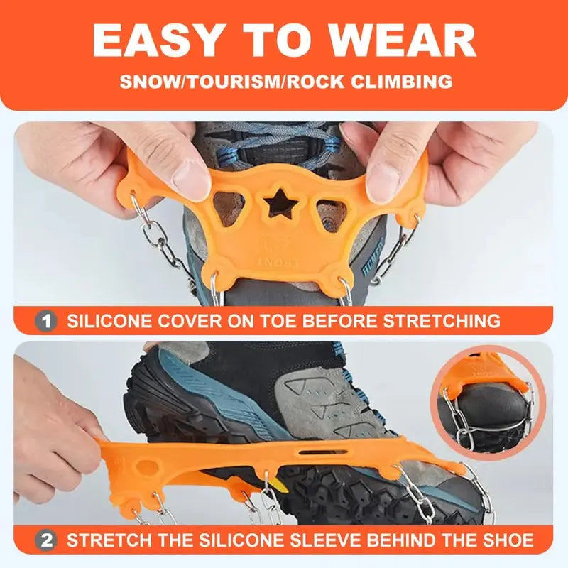 Ice Cleats for Shoes and Boots, Lightweight Anti-Slip Snow Grips with Traction Spikes for Walking, Commuting, Hiking, and Outdoor Winter Activities for Men and Women