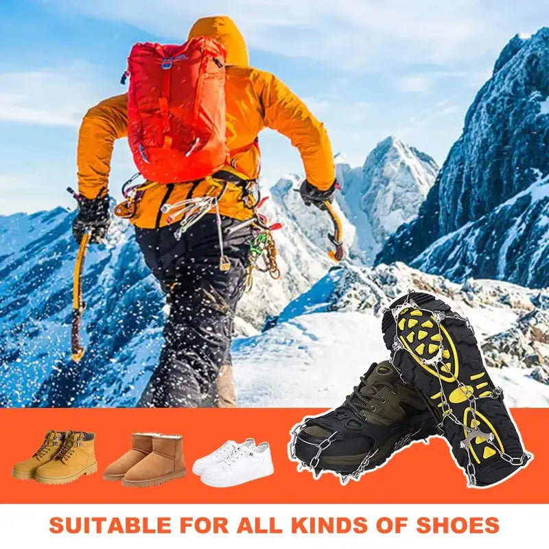 Ice Cleats for Shoes and Boots, Lightweight Anti-Slip Snow Grips with Traction Spikes for Walking, Commuting, Hiking, and Outdoor Winter Activities for Men and Women